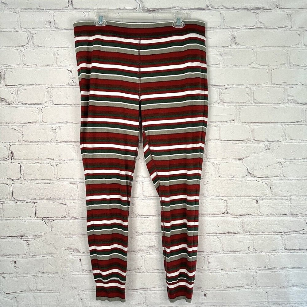 Duluth Trading Co Women’s Plus 1X Pull On Tight Legging Jogger Holiday Stripe